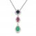 Emerald/Ruby/Sapphire Necklace 1/6 ct tw Diamonds 10K White Gold 18"
