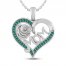 Lab-Created Emerald MOM Necklace Sterling Silver 18"
