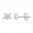 Diamond Solitaire Cat Earrings 1/4 ct tw Round 10K White Gold