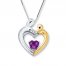 Mother & Child Necklace Amethyst Sterling Silver/10K Gold