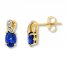 Lab-Created Sapphire Earrings Diamond Accents 10K Yellow Gold