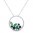 Blue Sapphire & Emerald Circle Necklace 1/6 ct tw Diamonds Round-Cut 10K White Gold 18"