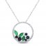 Blue Sapphire & Emerald Circle Necklace 1/6 ct tw Diamonds Round-Cut 10K White Gold 18"