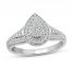 Diamond Engagement Ring 3/8 ct tw Round/Baguette 10K White Gold