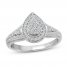 Diamond Engagement Ring 3/8 ct tw Round/Baguette 10K White Gold