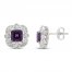 Amethyst & Lab-Created White Sapphire Earrings Sterling Silver