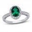 Lab-Created Emerald & White Lab-Created Sapphire Ring Sterling Silver