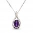 Amethyst & White Lab-Created Sapphire Necklace Sterling Silver 18"