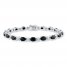 Natural Sapphire Bracelet Diamond Accents Sterling Silver