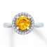 Citrine Ring Lab-Created White Sapphires Sterling Silver
