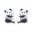 Panda Earrings 1/6 ct tw Diamonds Sterling Silver