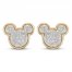 Children's Mickey Mouse Glitter Stud Earrings 14K Yellow Gold