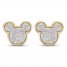Children's Mickey Mouse Glitter Stud Earrings 14K Yellow Gold