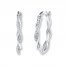 Diamond Hoop Earrings 1/8 ct tw Round-cut Sterling Silver
