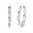 Diamond Hoop Earrings 1/8 ct tw Round-cut Sterling Silver