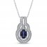 Blue & White Lab-Created Sapphire Necklace Sterling Silver