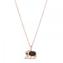 Le Vian Quartz & Diamond Elephant Necklace 14K Strawberry Gold 18"