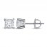 Diamond Solitaire Stud Earrings 7/8 ct tw Princess-cut 14K White Gold