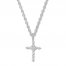 Diamond Cross Necklace 1/4 ct tw Round-cut 10K White Gold