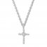 Diamond Cross Necklace 1/4 ct tw Round-cut 10K White Gold