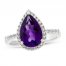 Amethyst & White Lab-Created Sapphire Ring Sterling Silver