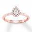 Diamond Engagement Ring 1/3 ct tw Pear/Round 10K Rose Gold