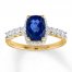 Lab-Created Sapphire Ring 1/10 ct tw Diamonds 10K Yellow Gold