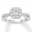 Previously Owned Diamond Engagement Ring 1 ct tw Princess/Round 14K White Gold