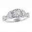 Three-Stone Leo Diamond Engagement Ring 1 ct tw Round-cut 14K White Gold