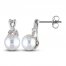 Cultured Pearl & Diamond Stud Earrings 1/10 ct tw 10K White Gold