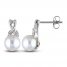 Cultured Pearl & Diamond Stud Earrings 1/10 ct tw 10K White Gold