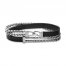 Bulova Double-Wrap Bracelet Stainless Steel Black Leather 8.5"