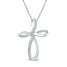 Diamond Cross Necklace 1/6 ct tw Round-cut 10K White Gold