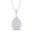 Teardrop Diamond Necklace 1/2 ct tw 10K White Gold 19"