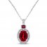 Lab-Created Ruby & White Lab-Created Sapphire Necklace Sterling Silver 18"