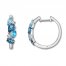 Vibrant Shades Blue & White Topaz Hoop Earrings Sterling Silver