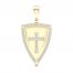 Men's Diamond Cross Shield Pendant 1/4 ct tw Round-cut 10K Yellow Gold