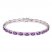 Amethyst & White Lab-Created Sapphire Bracelet Sterling Silver 7.25"