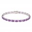 Amethyst & White Lab-Created Sapphire Bracelet Sterling Silver 7.25"