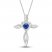 Blue & White Lab-Created Sapphire Cross Necklace Sterling Silver 18"