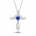 Blue & White Lab-Created Sapphire Cross Necklace Sterling Silver 18"