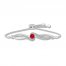 Lab-Created Ruby & White Lab-Created Sapphire Bolo Bracelet Sterling Silver