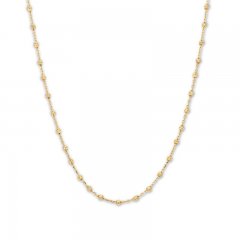 Beaded Chain Necklace 10K Yellow Gold 17" Adjustable