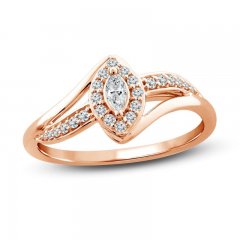 Diamond Ring 1/4 ct tw Marquise/Round 10K Rose Gold