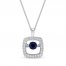 Unstoppable Love Blue Sapphire Necklace 1/4 ct tw Diamonds 10K White Gold 19"