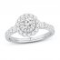 Diamond Engagement Ring 7/8 ct tw Round/Baguette 14K White Gold
