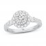 Diamond Engagement Ring 7/8 ct tw Round/Baguette 14K White Gold