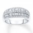 Diamond Anniversary Ring 1 ct tw Round/Baguette 14K White Gold