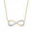 Hallmark Diamonds Infinity Necklace 1/10 ct tw 10K Yellow Gold 18"