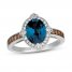 Le Vian Blue Topaz Ring 1/4 ct tw Diamonds 14K Vanilla Gold